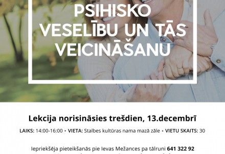 Bezmaksas lekcija par psihisko veselību un tās veicināšanu