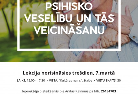 Bezmaksas lekcija par psihiskās veselības veicināšanu