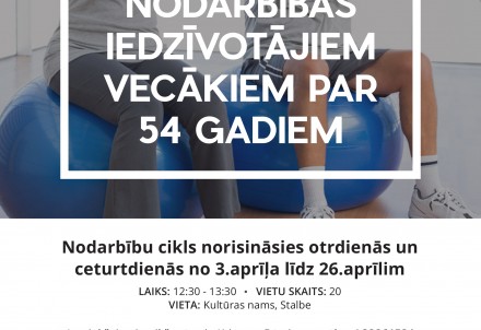 Bezmaksas vingrošanas nodarbības iedzīvotājiem, kas vecāki par 54 gadiem aprīļa mēnesī