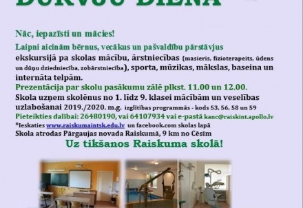 Atvērto durvju diena Raiskuma internātpamatskolā - rehabilitācijas centrā