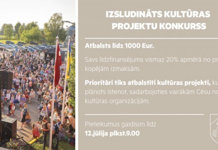 Izsludina šī gada otro Cēsu novada kultūras projektu konkursu