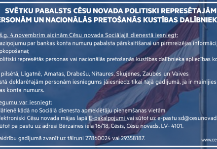 Aicinām politiski represētās personas iesniegt informāciju svētku pabalsta saņemšanai