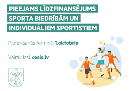 Sportistiem iespēja saņemt Cēsu novada pašvaldības līdzfinansējumu