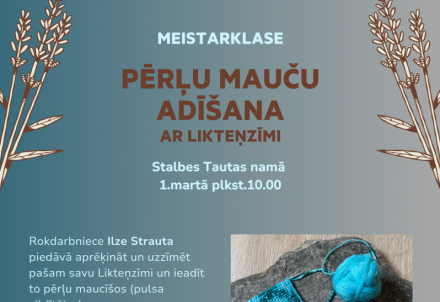 Pērļu mauču adīšanas meistarklase ar likteņzīmi