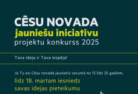 Izsludināts Cēsu novada jauniešu iniciatīvu projektu konkurss